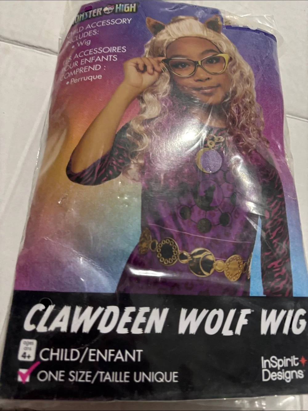 Monster High Blonde to Purple Ombre Clawdeen Wolf Childs wig